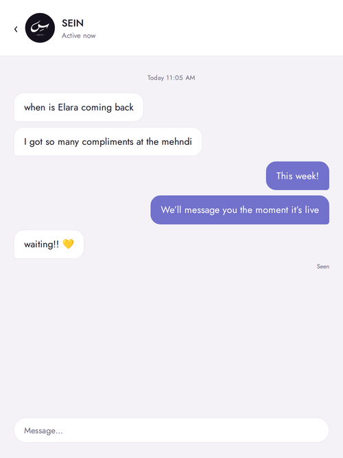 Customer message