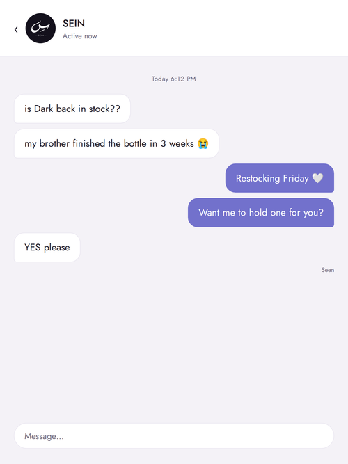 Customer message